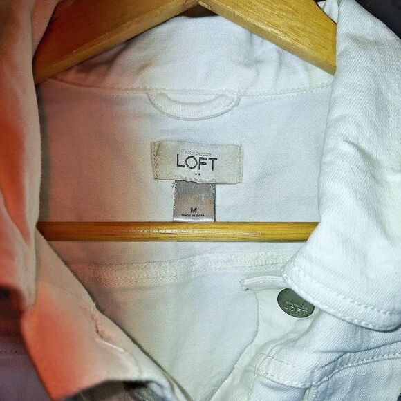 LOFT White Denim Jacket – Classic Stretch Jean Jacket - Picture 3 of 5